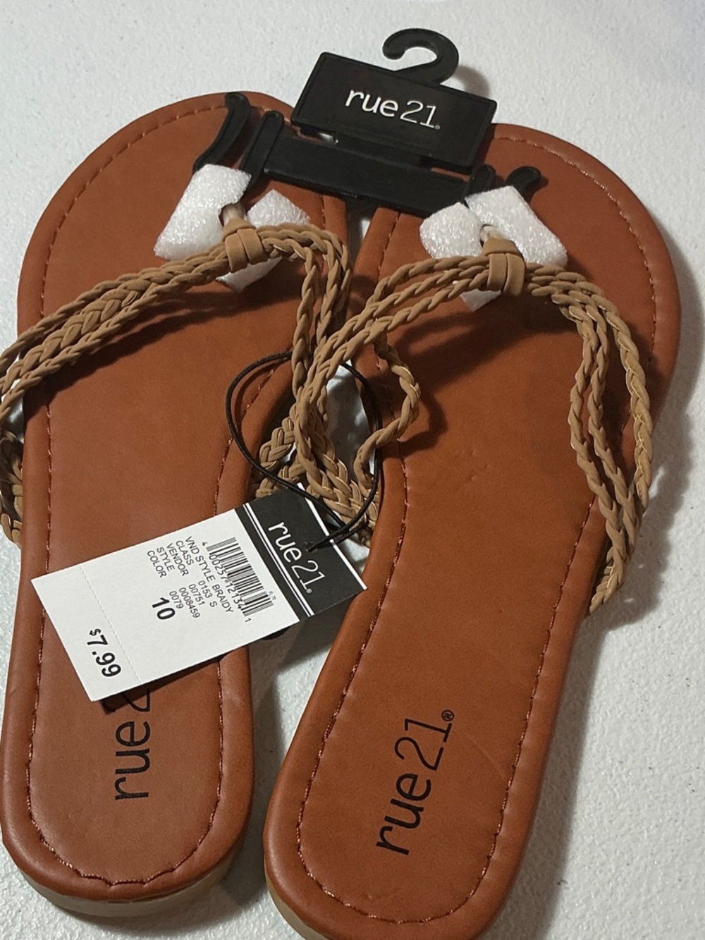 rue21 Tan Braided-Strap Flip Sandals